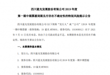 四川蓝光2019年度第一期中期票据到期兑付存在不确定性风险提示公告